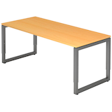 Artikelbild 1 für HAMMERBACHER RS19 höhenverstellbarer Schreibtisch buche rechteckig, Kufen-Gestell grau 180,0 x 80,0 cm, Artikelnummer 865802