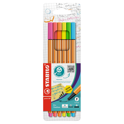 Artikelbild für STABILO point 88 NEON Fineliner farbsortiert 0,4 mm, 6 St., Artikelnummer 355185