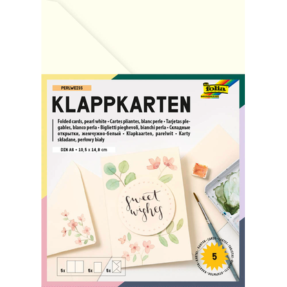 Artikelbild für folia Faltkarten mit Briefumschlägen 150501 perlweiß DIN A6, 5 St., Artikelnummer 690527