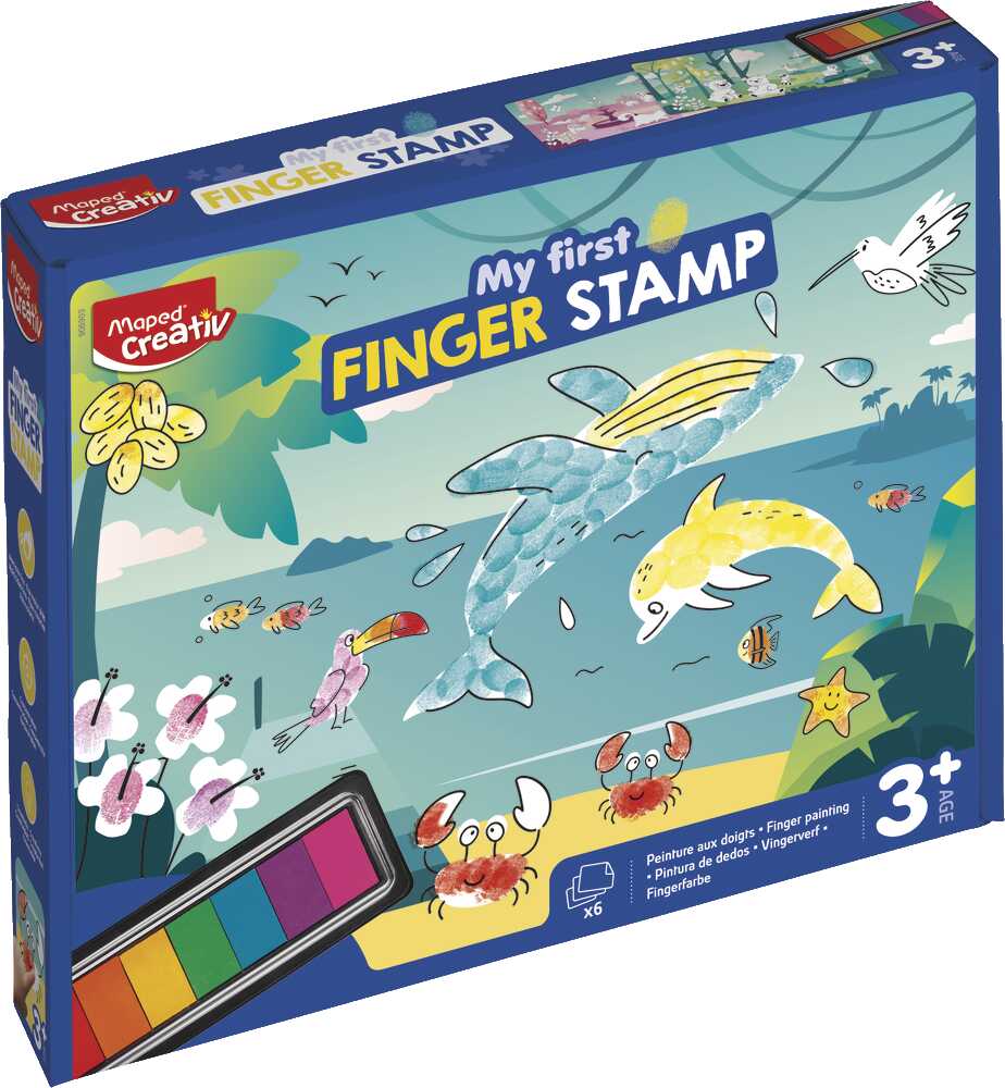 MAPED CREATIV – My First Finger Stamps – Coffret Empreintes Digitales Dès 3 Ans – Cartes Illustrées Et Encres Lavables