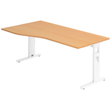Artikelbild 1 für HAMMERBACHER OS 18 höhenverstellbarer Schreibtisch buche Trapezform, C-Fuß-Gestell weiß 180,0 x 80,0/100,0 cm, Artikelnummer 657580