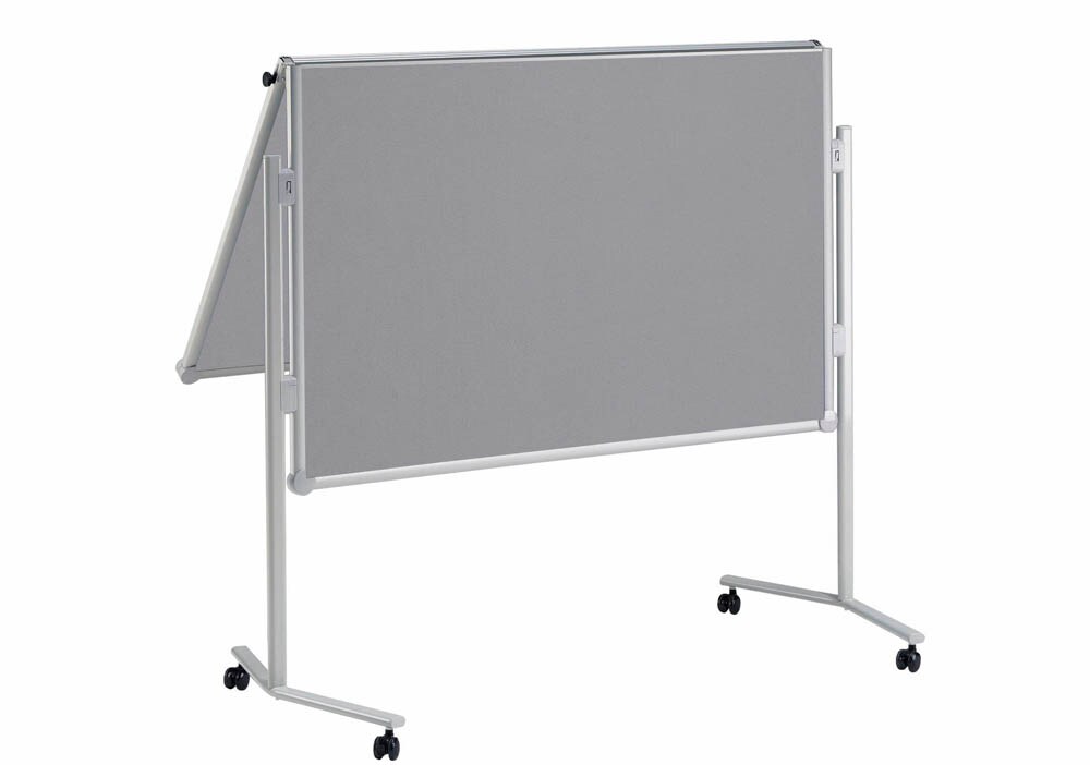 Eurokraft Moderationswand – 1200x1500 Mm, Mobil, Mit Textilbezug & Whiteboard – Grau, Für Büro & Präsentationen