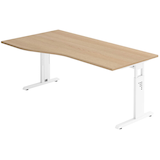 Artikelbild 1 für HAMMERBACHER OS 18 höhenverstellbarer Schreibtisch eiche Trapezform, C-Fuß-Gestell weiß 180,0 x 80,0/100,0 cm, Artikelnummer 657623