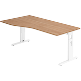 Artikelbild 1 für HAMMERBACHER OS 18 höhenverstellbarer Schreibtisch nussbaum Trapezform, C-Fuß-Gestell weiß 180,0 x 80,0/100,0 cm, Artikelnummer 657546