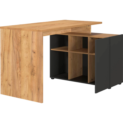 Artikelbild 6 für GERMANIA Adrano Schreibtisch grafit, navarra-eiche rechteckig, Wangen-Gestell grau 120,0 x 90,0 cm, Artikelnummer 613461