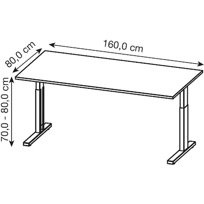 Artikelbild 2 für GERMANIA Profi 3.0 höhenverstellbarer Schreibtisch grandson-eiche rechteckig, C-Fuß-Gestell schwarz 160,0 x 80,0 cm, Artikelnummer 166407