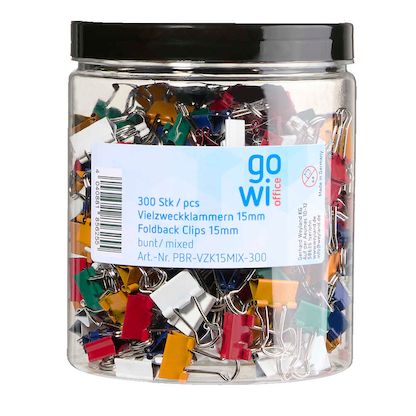 Artikelbild 3 für Gowi Foldbackklammern farbsortiert 1,5 cm, 300 St., Artikelnummer 721619