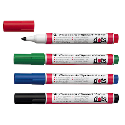 Artikelbild für dots Whiteboard-Marker farbsortiert 1,5 - 3,0 mm, 4 St., Artikelnummer 538504
