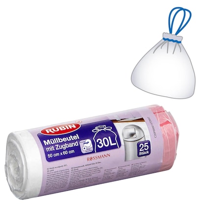 Artikelbild für RUBIN Müllbeutel 30,0 l rot, 25 St., Artikelnummer 213011