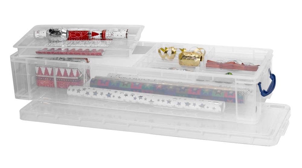 Really Useful Box Aufbewahrungsbox, 84 Liter, Transparent, 2 Stück – Stapelbar, Mit Clip-Verschluss