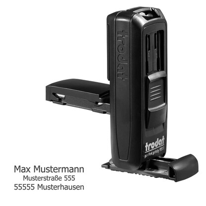 Artikelbild für trodat Textstempel, individualisierbar Pocket Printy 9511 selbstfärbend schwarz Logo möglich, 1 St. - Direkt online personalisieren, Artikelnummer 640468