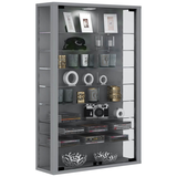 Artikelbild 1 für VCM my home Vitrosa Mini Vitrine silber 8 Fachböden mit Beleuchtung, Artikelnummer 780864