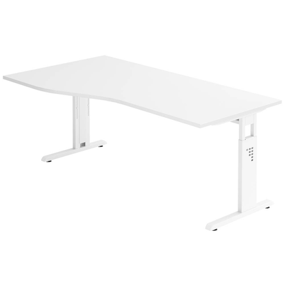 Artikelbild für HAMMERBACHER Gradeo höhenverstellbarer Schreibtisch weiß Trapezform, C-Fuß-Gestell weiß 180,0 x 80,0/100,0 cm, Artikelnummer 443372