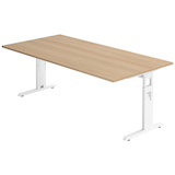 Artikelbild 1 für HAMMERBACHER OS 2E höhenverstellbarer Schreibtisch eiche rechteckig, C-Fuß-Gestell weiß 200,0 x 100,0 cm, Artikelnummer 657991