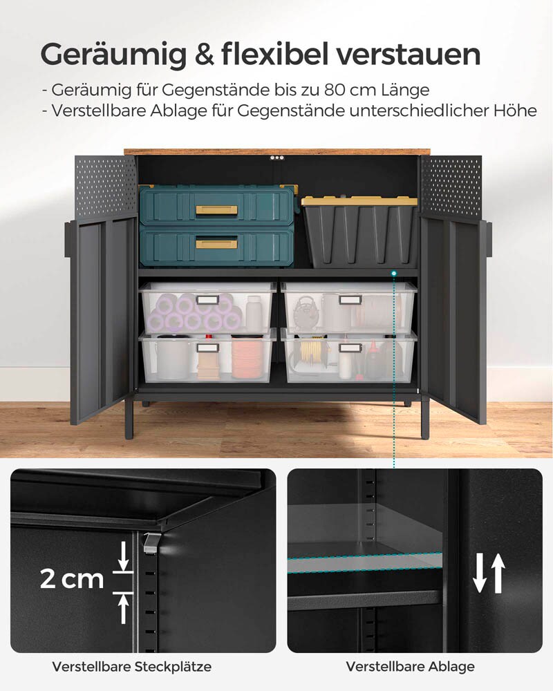 Storex Aktenschrank 1 Schublade – Grau/dunkelgrau, Verschließbar, Stapelbar, Fertig Montiert