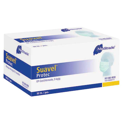 Artikelbild 3 für Meditrade® medizinischer Mundschutz Suavel® Protec DIN EN 14683:2019 Typ II, 50 St., Artikelnummer 805289