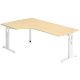 Artikelbild 1 für HAMMERBACHER OS 82 höhenverstellbarer Schreibtisch ahorn L-Form, C-Fuß-Gestell weiß 200,0 x 80,0/120,0 cm, Artikelnummer 657609