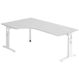 Artikelbild 1 für HAMMERBACHER OS 82 höhenverstellbarer Schreibtisch lichtgrau L-Form, C-Fuß-Gestell weiß 200,0 x 80,0/120,0 cm, Artikelnummer 657724