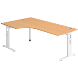 Artikelbild 1 für HAMMERBACHER OS 82 höhenverstellbarer Schreibtisch buche L-Form, C-Fuß-Gestell weiß 200,0 x 80,0/120,0 cm, Artikelnummer 657770