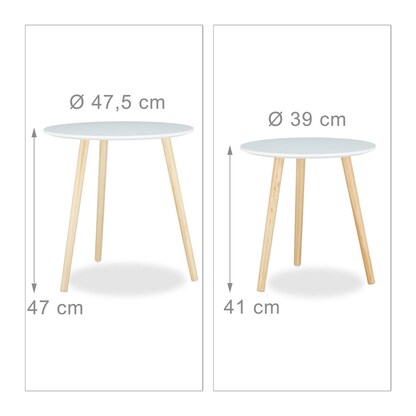Artikelbild 6 für relaxdays Beistelltische-Set rund Holz weiß, 2 St., Artikelnummer 522381