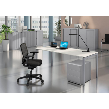 Artikelbild 6 für BISLEY Cito höhenverstellbarer Schreibtisch grauweiß, silber rechteckig, 4-Fuß-Gestell silber 200,0 x 80,0 cm, Artikelnummer 257182