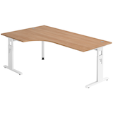 Artikelbild 1 für HAMMERBACHER OS 82 höhenverstellbarer Schreibtisch nussbaum L-Form, C-Fuß-Gestell weiß 200,0 x 80,0/120,0 cm, Artikelnummer 657705
