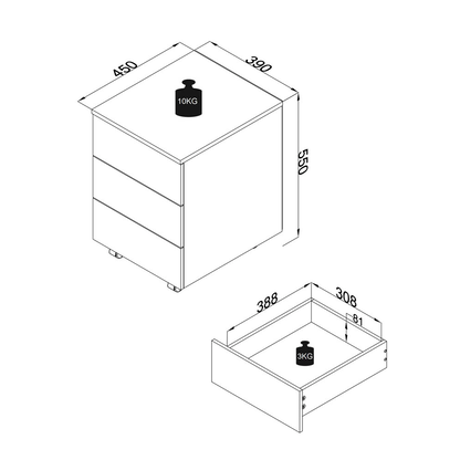 Artikelbild 2 für VCM my office Dalosa Rollcontainer anthrazit, eiche 3 Auszüge 39,0 x 45,0 x 55,0 cm, Artikelnummer 911187