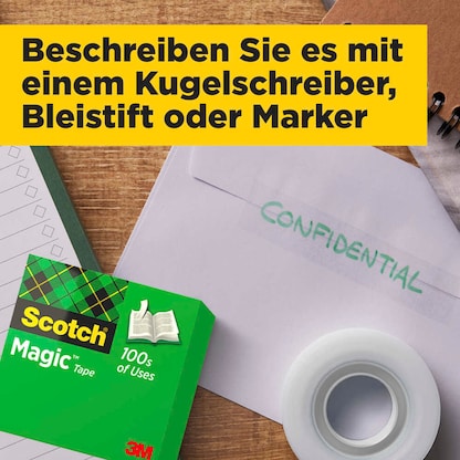 Artikelbild 5 für 2 + 1 GRATIS: Scotch Magic™ Tape Klebefilm matt 19,0 mm x 15,0 m 2 Rollen + GRATIS 1 Rollen, Artikelnummer 751717