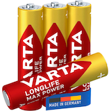 Artikelbild 1 für VARTA Batterien LONGLIFE Max Power Alkali-Mangan Micro AAA 1,5 V, 4 St., Artikelnummer 399453
