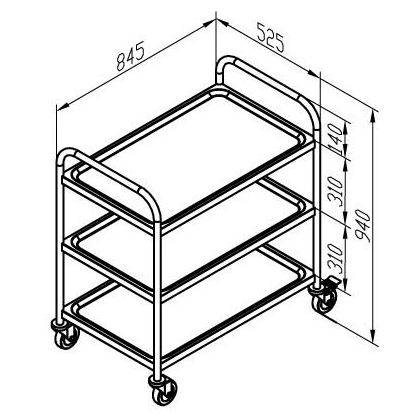 Artikelbild 2 für Servierwagen silber 84,5 x 52,5 x 94,0 cm, Artikelnummer 580492