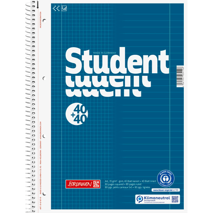 Artikelbild 2 für BRUNNEN Collegeblock Student DUO Lineatur 27 und 28 liniert und kariert DIN A4 Innen- und Außenrand, 1 Block, Artikelnummer 185704