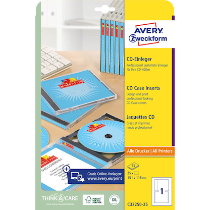 Artikelbild 2 für AVERY Zweckform CD-Einleger C32250-25 weiß, 25 Sätze, Artikelnummer 955971