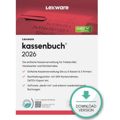 Artikelbild für LEXWARE Kassenbuch 2026 Software Vollversion (Download-Link), Artikelnummer 765434