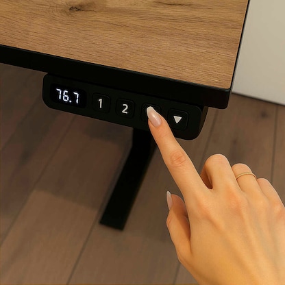 Artikelbild 7 für MÖBELPARTNER 2000 elektrisch höhenverstellbarer Schreibtisch landhaus-eiche rechteckig, T-Fuß-Gestell schwarz 160,0 x 75,0 cm, Artikelnummer 767869