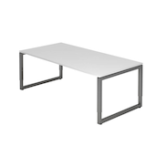 Artikelbild 1 für HAMMERBACHER RS2E höhenverstellbarer Schreibtisch weiß rechteckig, Kufen-Gestell grau 200,0 x 100,0 cm, Artikelnummer 865016