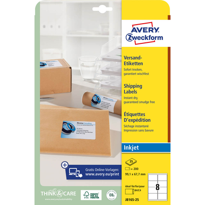 Artikelbild 2 für AVERY Zweckform Versandetiketten J8165-25 weiß 99,1 x 67,7 mm, 25 Blatt, Artikelnummer 557496