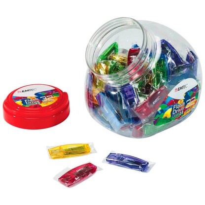 Artikelbild für EMTEC USB-Sticks C410 Color Mix - Candy Jar 2.0 blau, gelb, grün, lila, rot 32 GB, 80 St., Artikelnummer 530799
