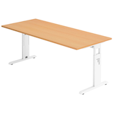 Artikelbild 1 für HAMMERBACHER OS 19 höhenverstellbarer Schreibtisch buche rechteckig, C-Fuß-Gestell weiß 180,0 x 80,0 cm, Artikelnummer 657736