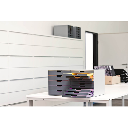 Artikelbild 11 für DURABLE Schubladenbox VARICOLOR® dunkelgrau mit bunten Farblinien 760527, DIN A4 mit 5 Schubladen, 1 St., Artikelnummer 113985