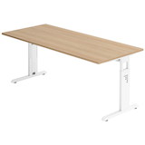 Artikelbild 1 für HAMMERBACHER OS 19 höhenverstellbarer Schreibtisch eiche rechteckig, C-Fuß-Gestell weiß 180,0 x 80,0 cm, Artikelnummer 657799