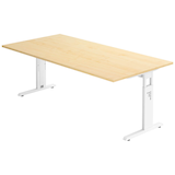 Artikelbild 1 für HAMMERBACHER OS 2E höhenverstellbarer Schreibtisch ahorn rechteckig, C-Fuß-Gestell weiß 200,0 x 100,0 cm, Artikelnummer 657813