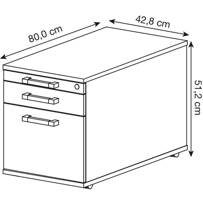 Artikelbild 2 für HAMMERBACHER Solid TC20 Rollcontainer weiß 3 Auszüge 42,8 x 80,0 x 51,2 cm, Artikelnummer 399446