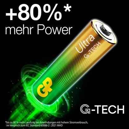 Artikelbild 5 für GP Batterien ULTRA Alkali-Mangan Mignon AA 1,5 V, 4 St., Artikelnummer 219909