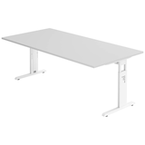 Artikelbild 1 für HAMMERBACHER OS 2E höhenverstellbarer Schreibtisch lichtgrau rechteckig, C-Fuß-Gestell weiß 200,0 x 100,0 cm, Artikelnummer 657662