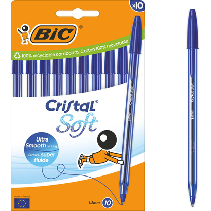 Artikelbild für BIC Kugelschreiber Cristal Soft transparent, Schreibfarbe: blau, 10 St., Artikelnummer 385201