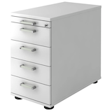 Artikelbild 1 für HAMMERBACHER Solid SC50 Standcontainer weiß 5 Auszüge Metall-Stangengriff chrom, gebürstet 42,8 x 80,0 x 72,0 - 76,0 cm, Artikelnummer 593520