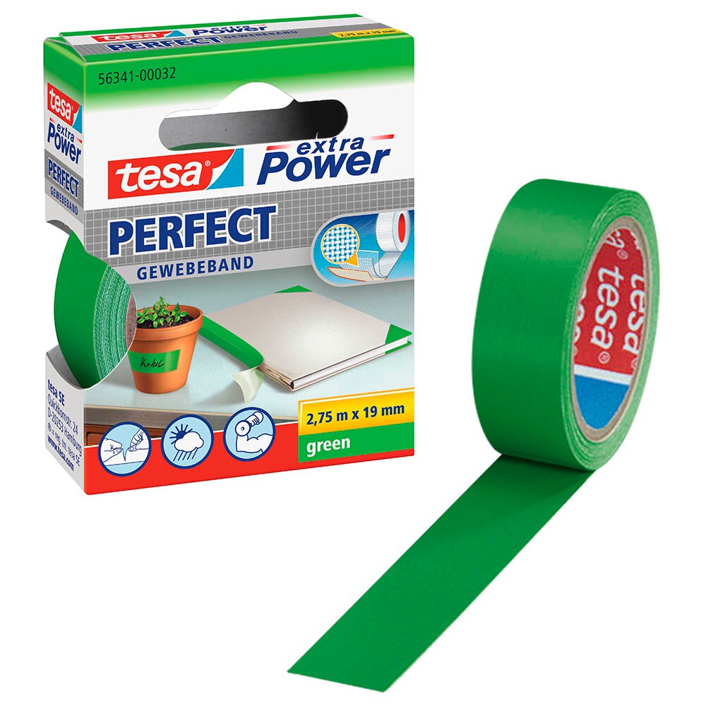 Tesa Extra Power Perfect Gewebeband Gr n 19 0 Mm X 2 75 M 1 Rolle tesa-extra-power-perfect-gewebeband-gr-n-19-0-mm-x-2-75-m-1-rolle