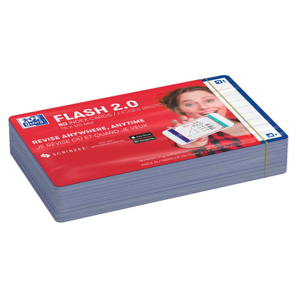 Artikelbild 3 für OXFORD Karteikarten FLASH 2.0 DIN A7 weiß, blau liniert, 80 St., Artikelnummer 371298