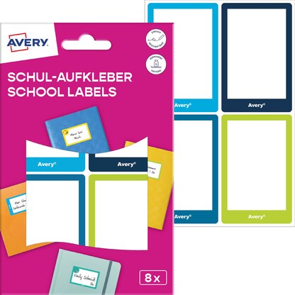 Artikelbild für AVERY Zweckform Schuletiketten Rahmen, farblich sortiert, 8 Etiketten, Artikelnummer 588156
