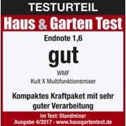 Auszeichnung „Haus & Garten Test“ für WMF Kult X Multifunktionsmixer, Endnote 1,6 und Bewertung „gut“, Ausgabe 4/2017.